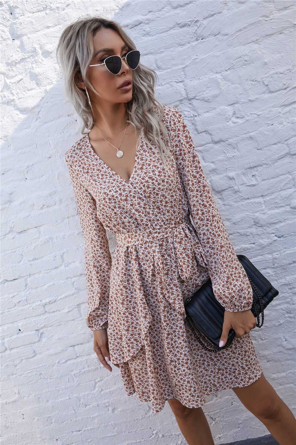 Floral V-neck Mini Dress