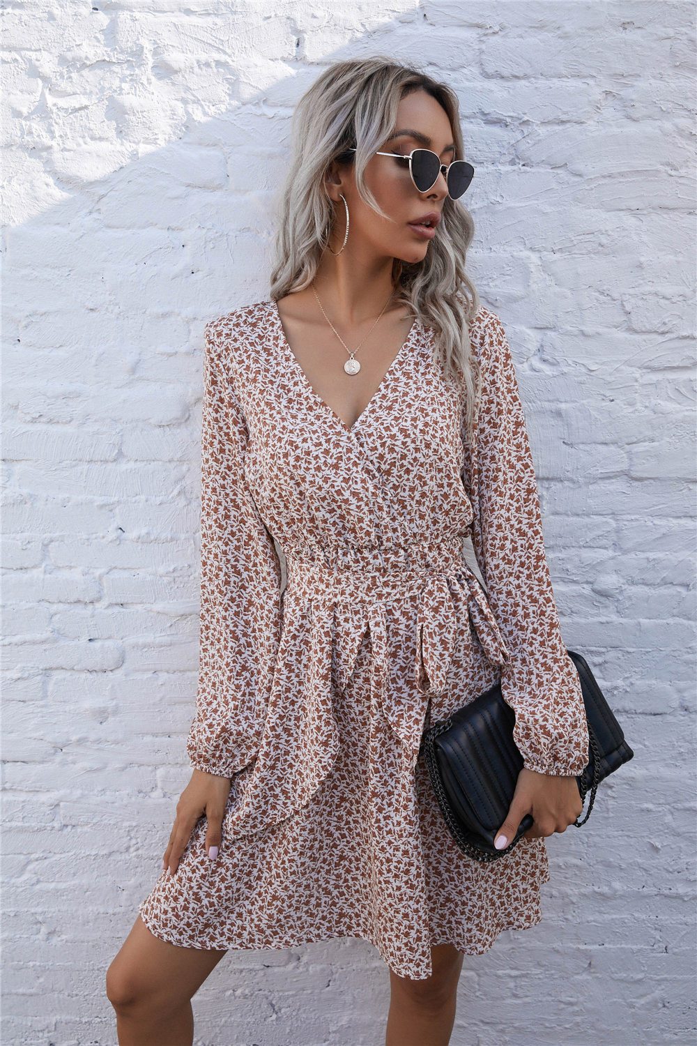 Floral V-neck Mini Dress