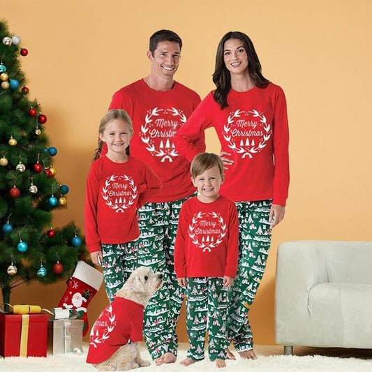 Merry Christmas Letter Print Family Matching Pajamas Set