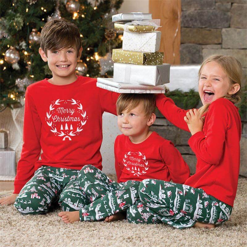 Merry Christmas Letter Print Family Matching Pajamas Set