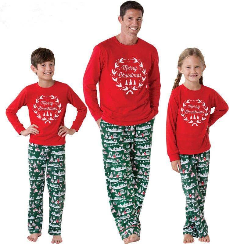 Merry Christmas Letter Print Family Matching Pajamas Set