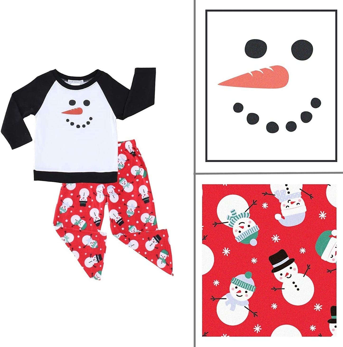 Matching Family Christmas Pajama Sets, Fleece Snowman