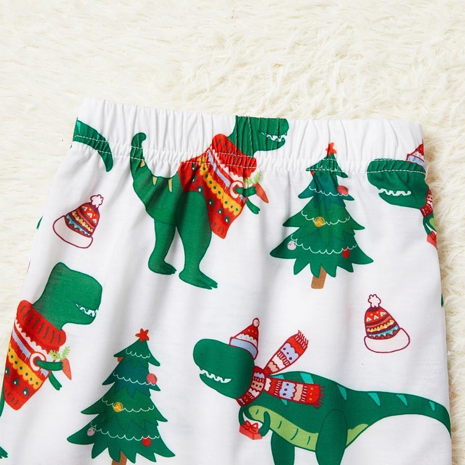 Family Matching Dinosaur Print Christmas Pajamas Sets