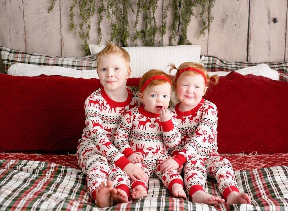 Family Matching Christmas Deer and Snowflake Pajamas Set