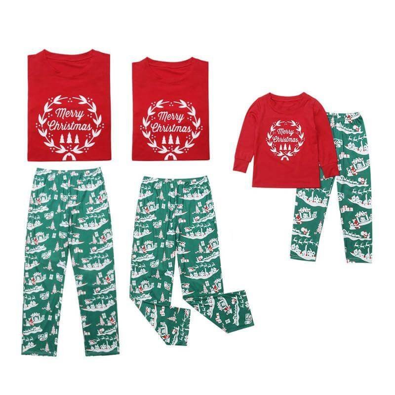 Merry Christmas Letter Print Family Matching Pajamas Set