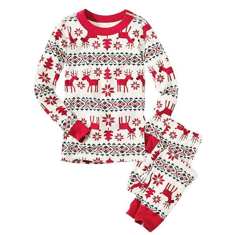 Family Matching Christmas Deer and Snowflake Pajamas Set