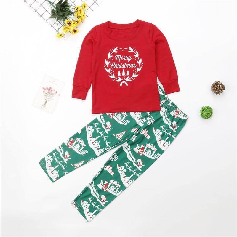 Merry Christmas Letter Print Family Matching Pajamas Set