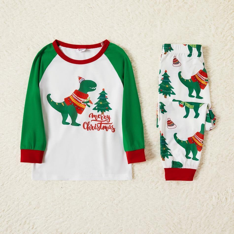 Family Matching Dinosaur Print Christmas Pajamas Sets