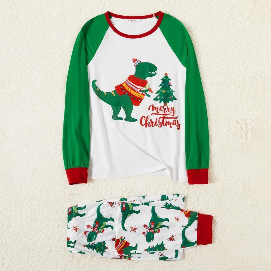 Family Matching Dinosaur Print Christmas Pajamas Sets