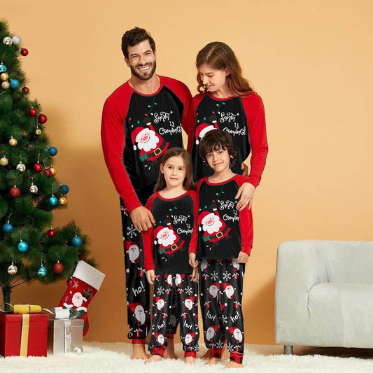 Christmas Santa Print Family Matching Long-sleeve Pajamas Sets (Flame Resistant)