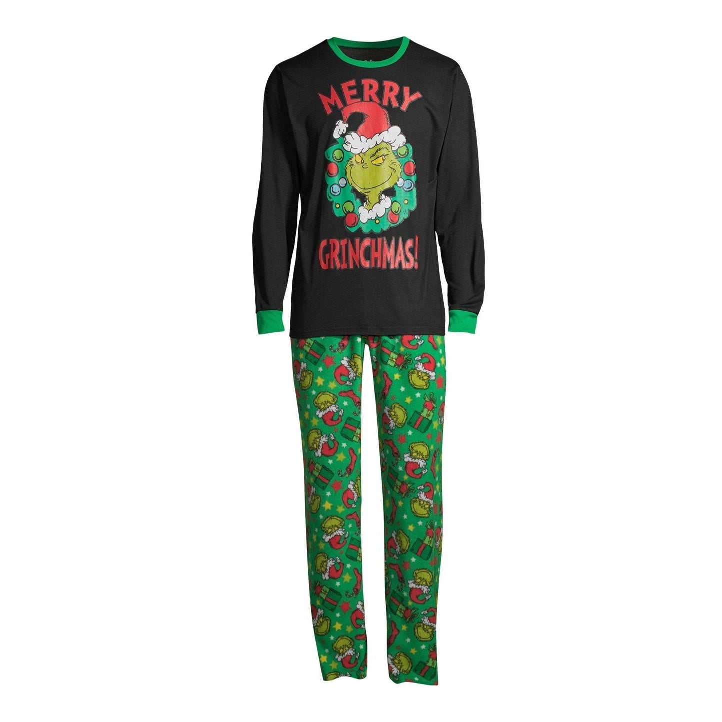 Merry Grinchmas Letter Grinch Print Family Matching Long-sleeve Pajamas Sets