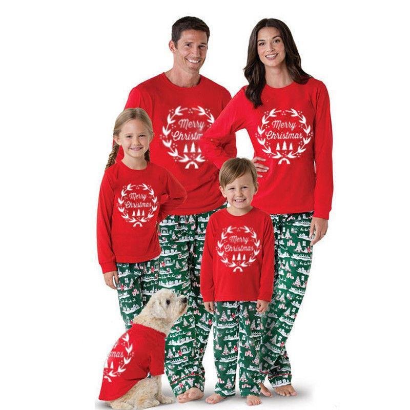 Merry Christmas Letter Print Family Matching Pajamas Set