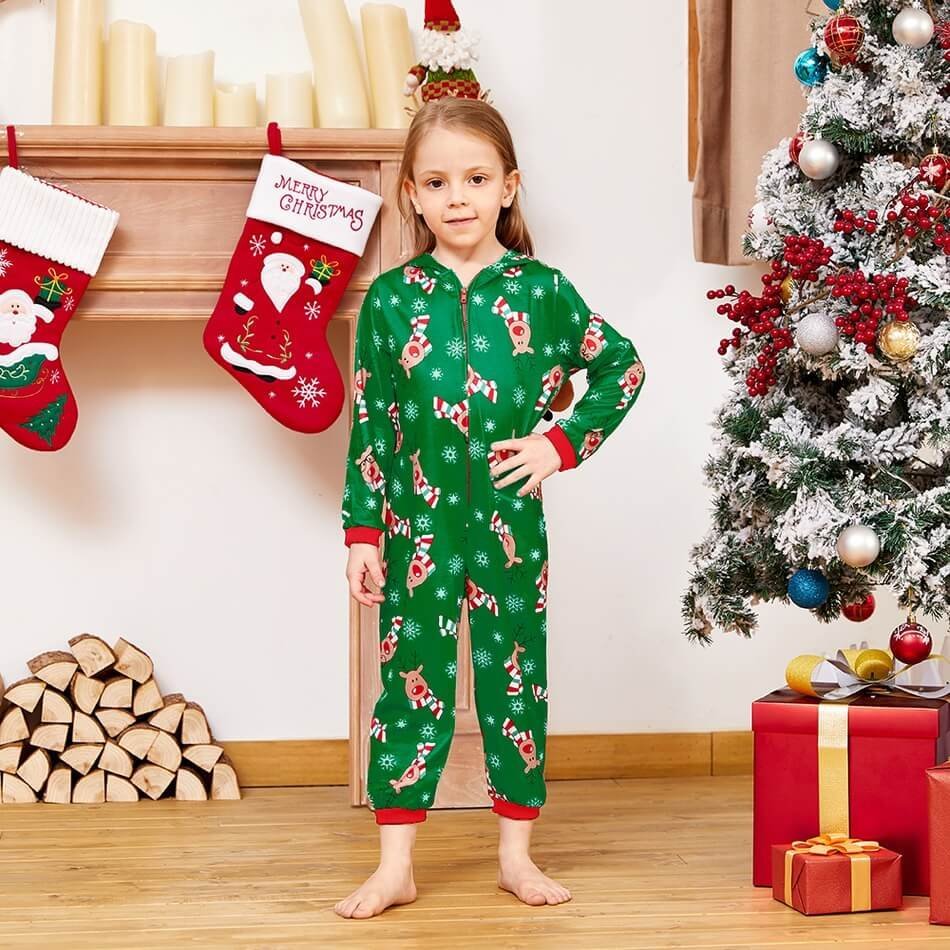 Christmas Family Matching Reindeer Print Onesie Pajamas Sets